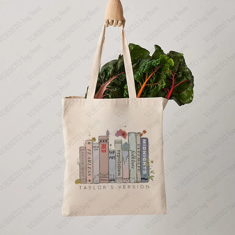 Swiftie Blooms The Eras Tour Floral Canvas Tote Bag