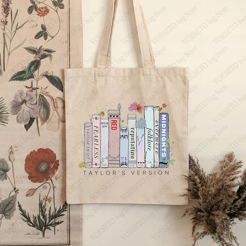 Swiftie Blooms The Eras Tour Floral Canvas Tote Bag