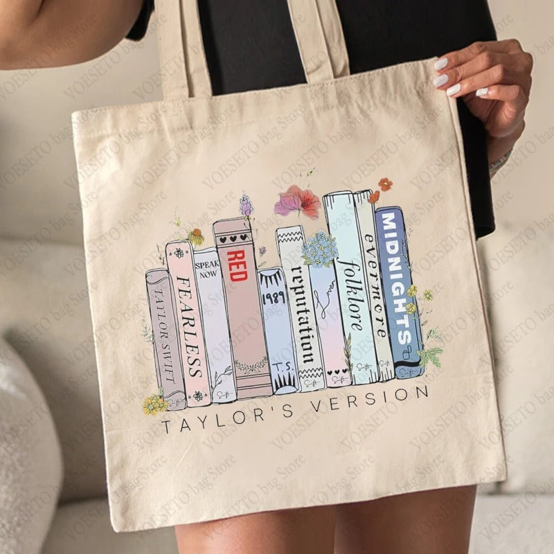 Swiftie Blooms The Eras Tour Floral Canvas Tote Bag