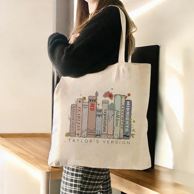 Swiftie Blooms The Eras Tour Floral Canvas Tote Bag