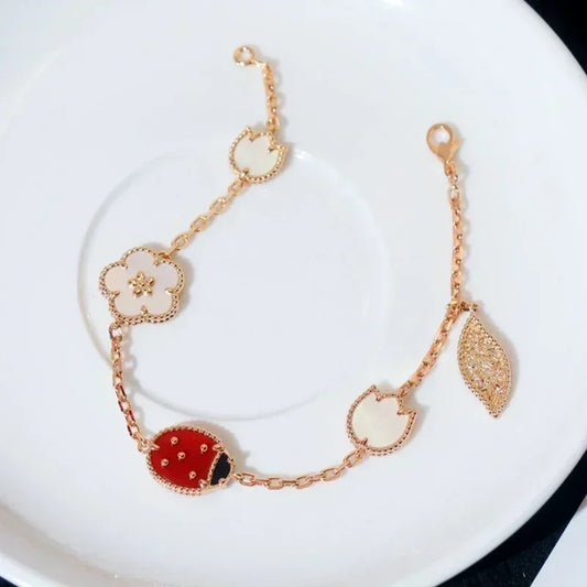 Gold Rose Stainless Steel Four Leaf Clover Bracelet – Van Cleef Inspired Lucky Charm Jewelry