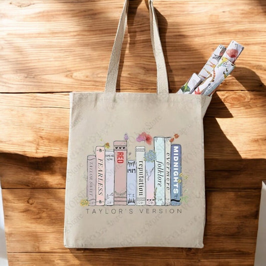 Swiftie Blooms The Eras Tour Floral Canvas Tote Bag